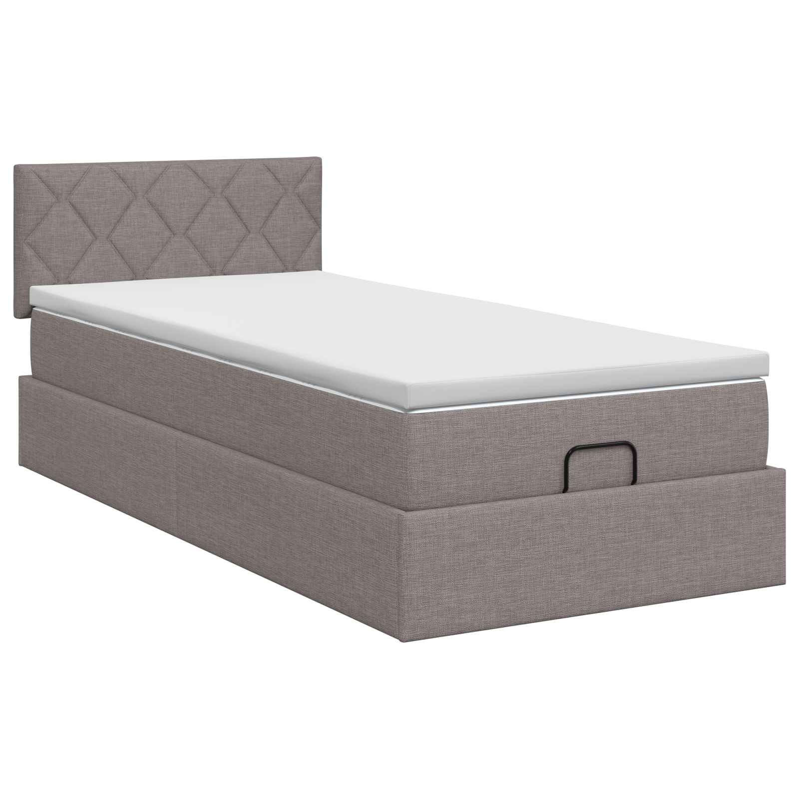 Lit ottoman avec matelas Taupe 100 x 200 cm Tissu