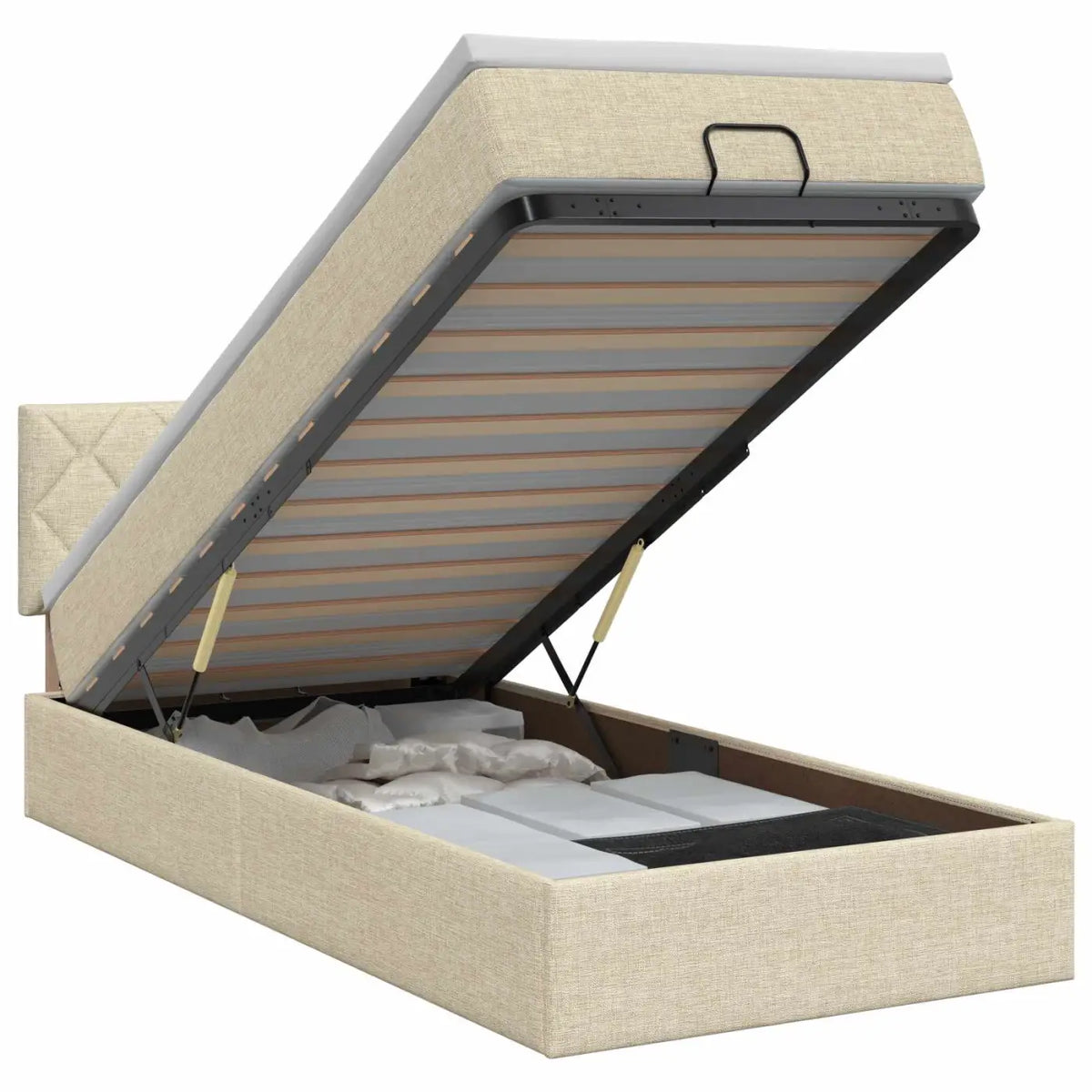 Lit ottoman avec matelas Crème 100 x 200 cm Tissu - XIOS
