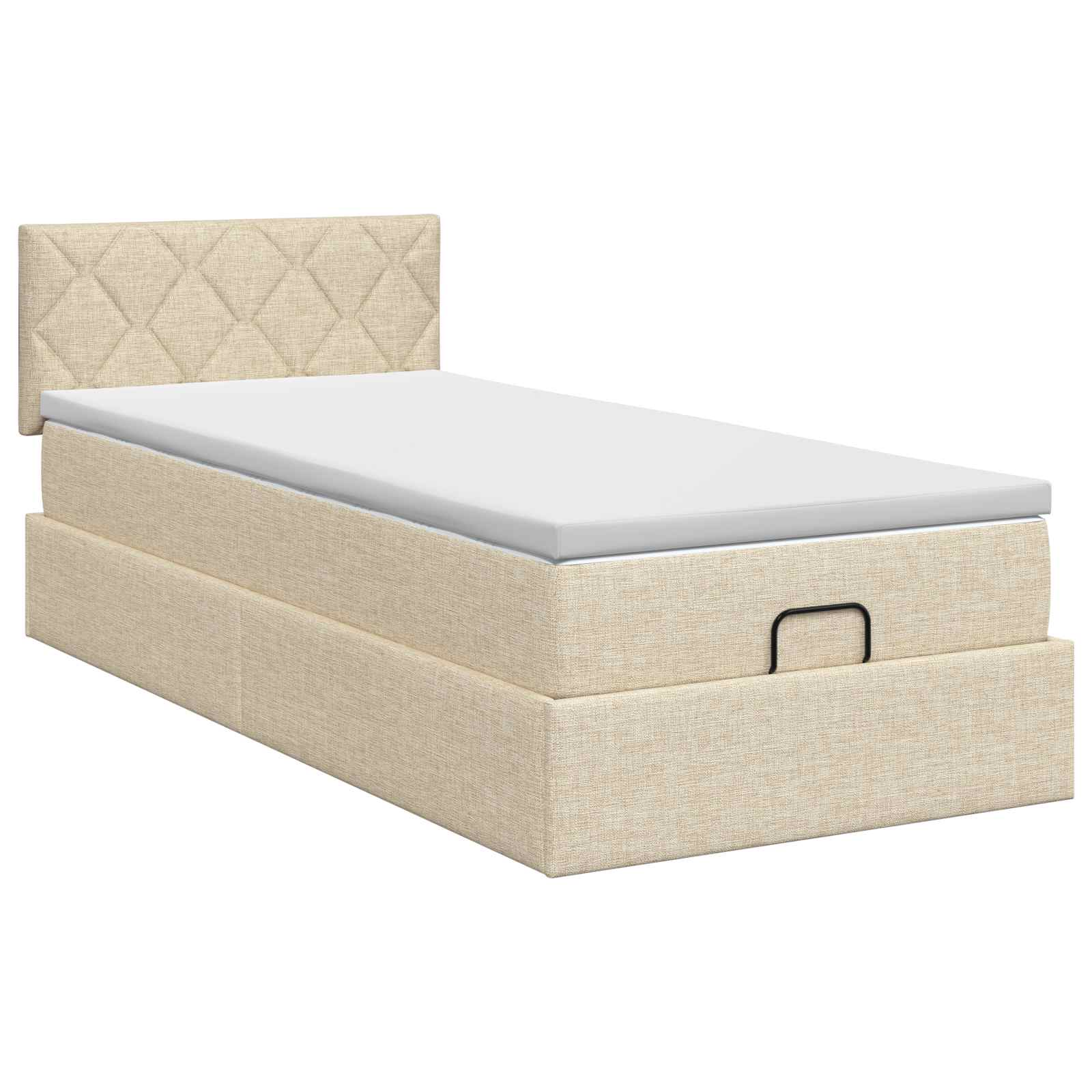 Lit ottoman avec matelas Crème 100 x 200 cm Tissu