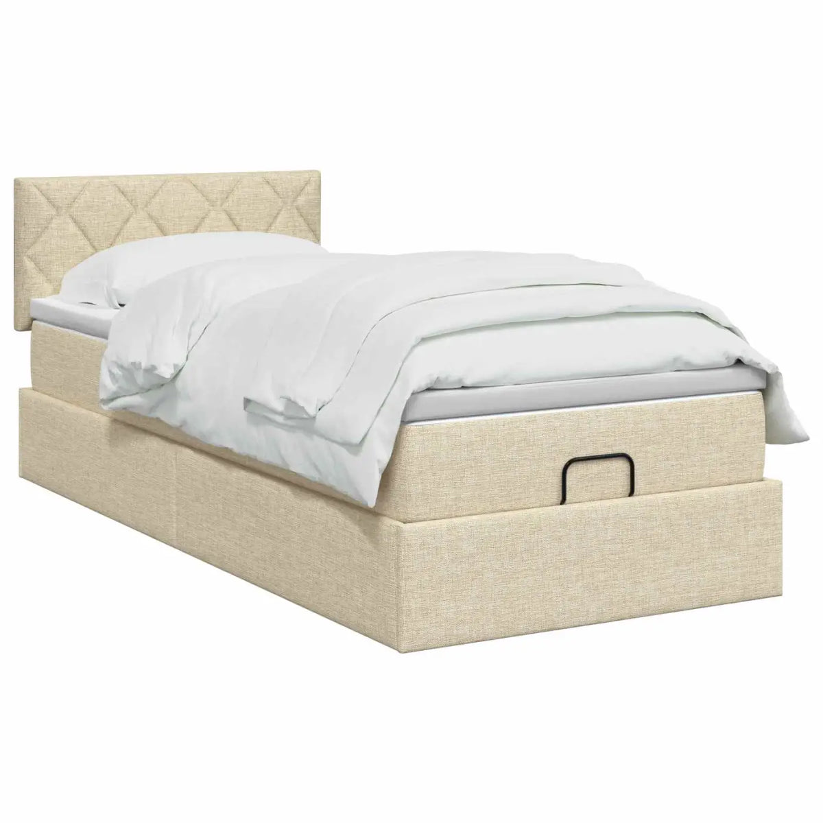 Lit ottoman avec matelas Crème 100 x 200 cm Tissu - XIOS