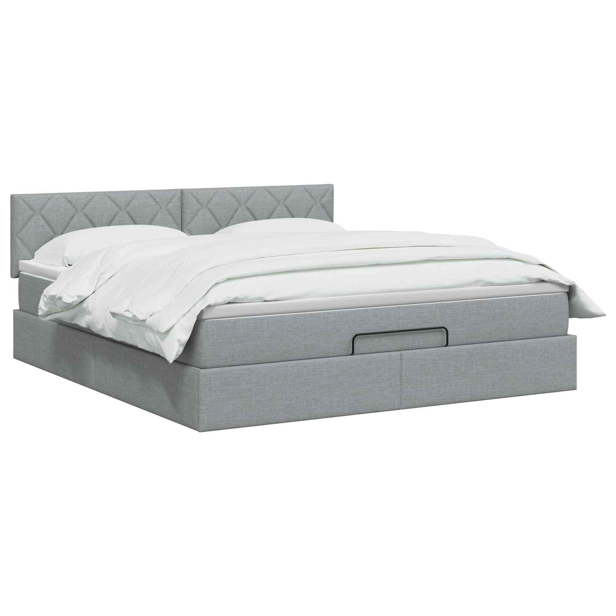 Lit ottoman avec matelas Gris clair 140 x 200 cm Tissu