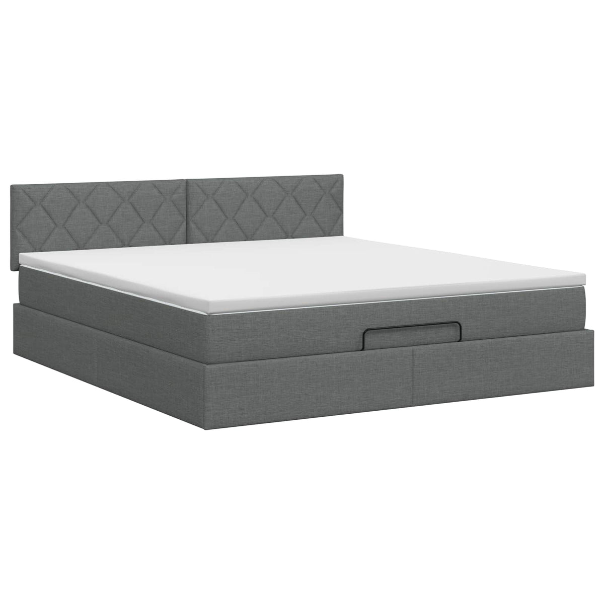Lit ottoman avec matelas Gris foncé 140 x 200 cm Tissu
