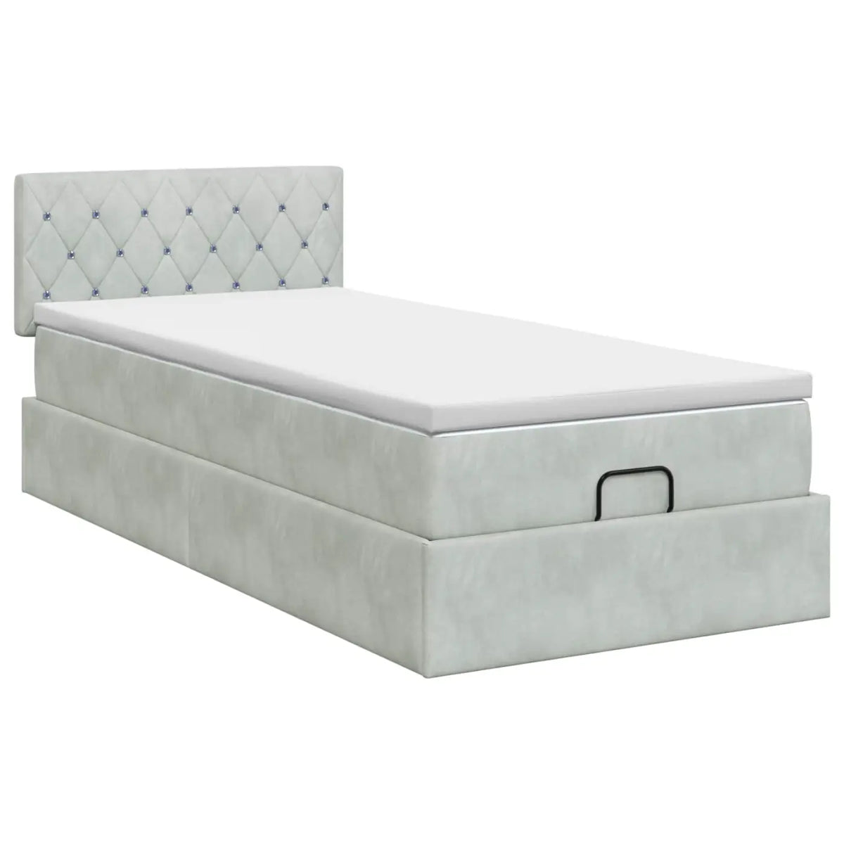 Lit ottoman avec matelas Gris clair 90 x 190 cm Velours - XIOS