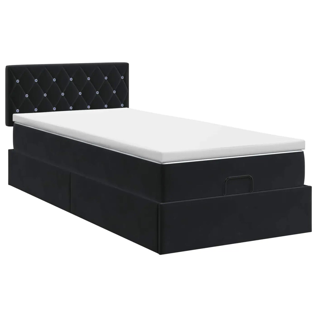 Lit ottoman avec matelas Noir 90 x 190 cm Velours - XIOS