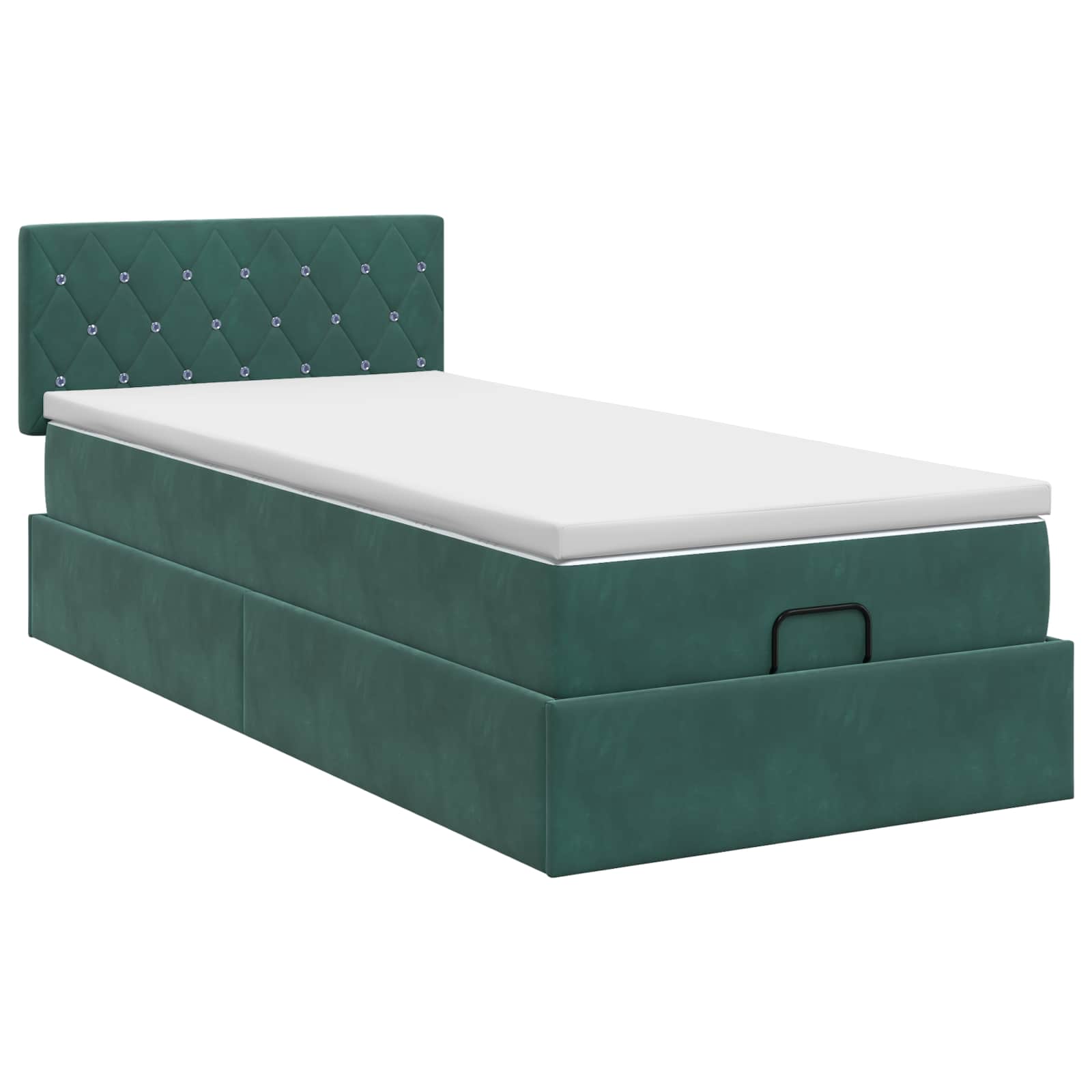 Lit ottoman avec matelas Vert foncé 90 x 200 cm Velours - XIOS