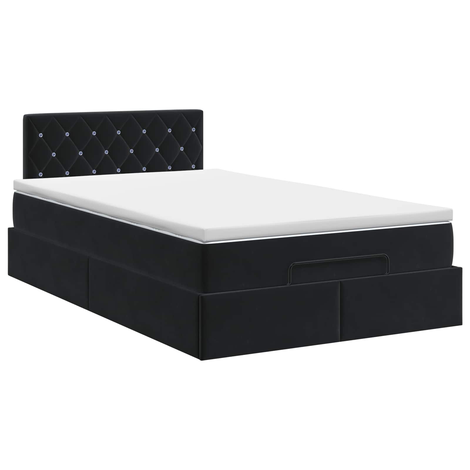 Lit ottoman avec matelas Noir 120 x 190 cm Velours