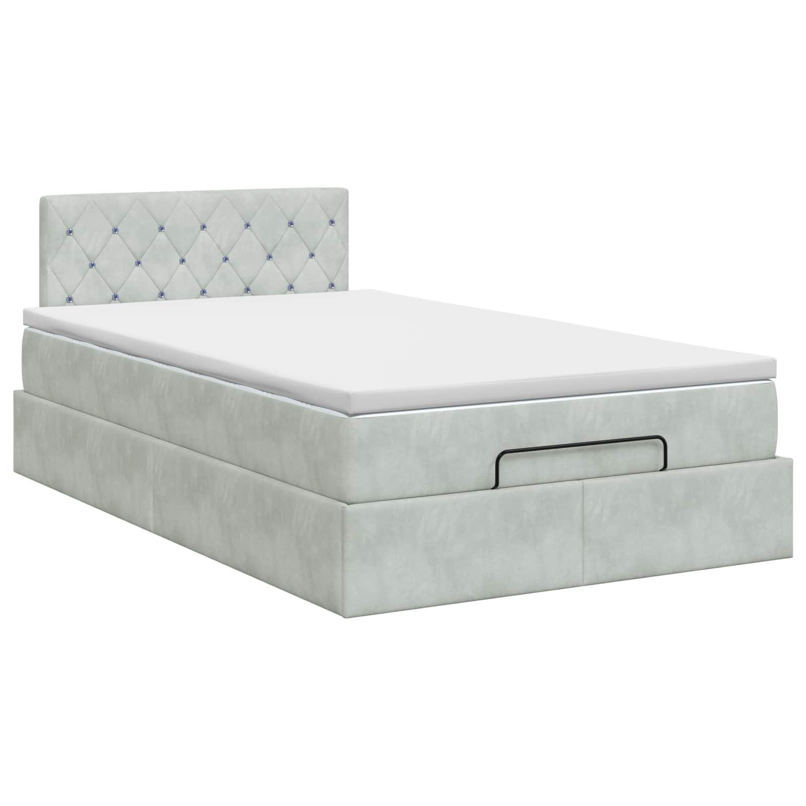 Lit ottoman avec matelas Gris clair 120 x 200 cm Velours