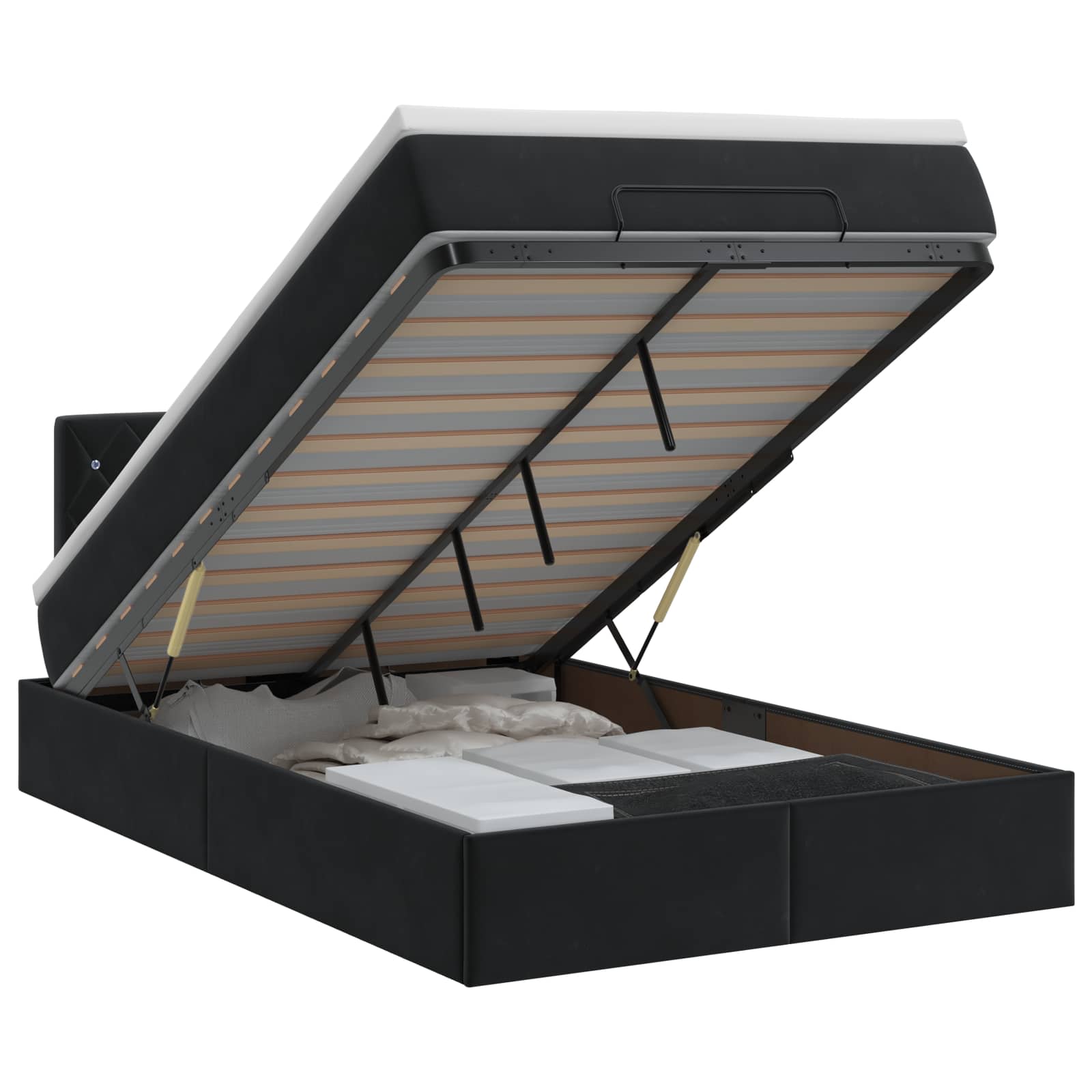 Lit ottoman avec matelas Noir 120 x 200 cm Velours - XIOS