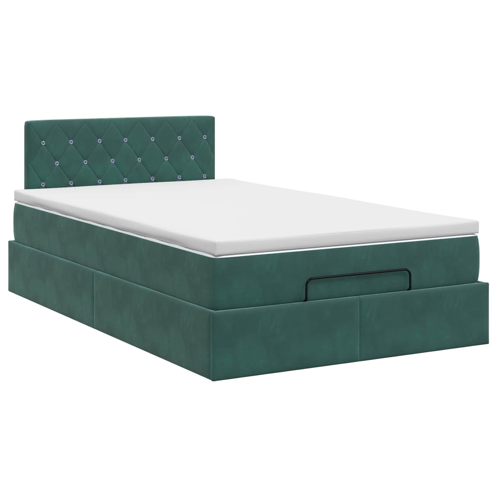Lit ottoman avec matelas Vert foncé 120 x 200 cm Velours - XIOS