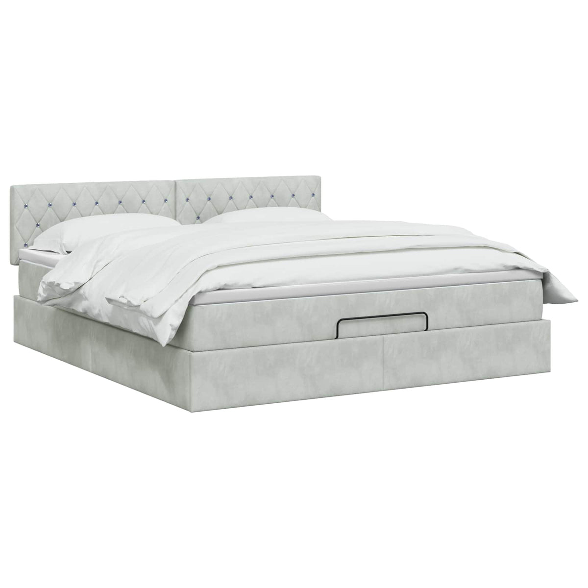 Lit ottoman avec matelas Gris clair 140 x 190 cm Velours