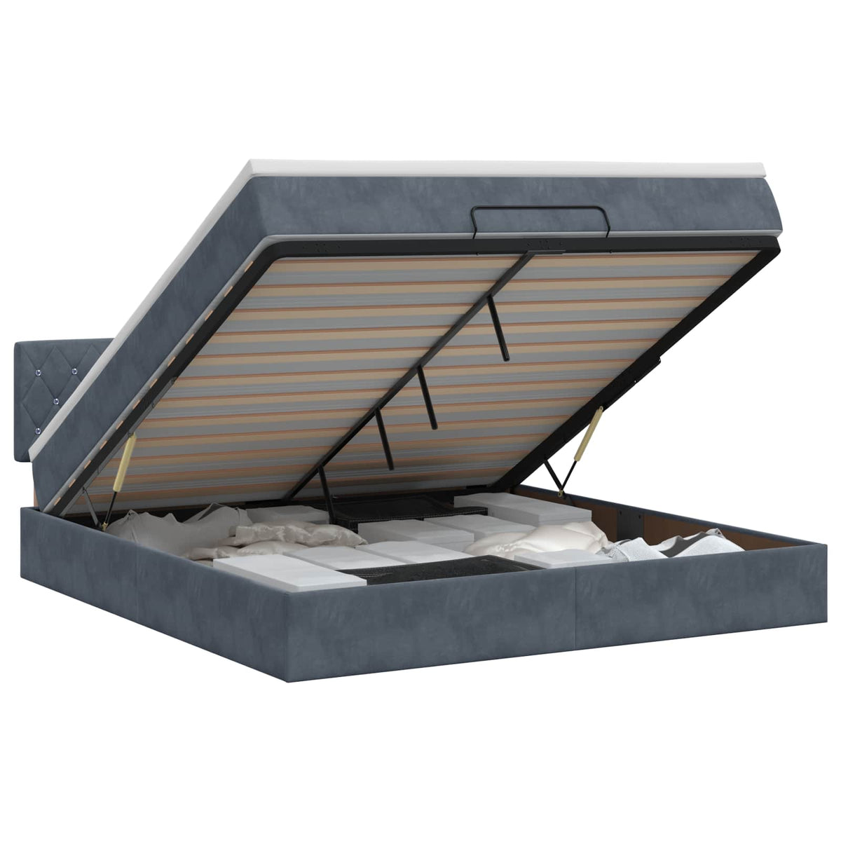 Lit ottoman avec matelas Gris foncé 140 x 190 cm Velours