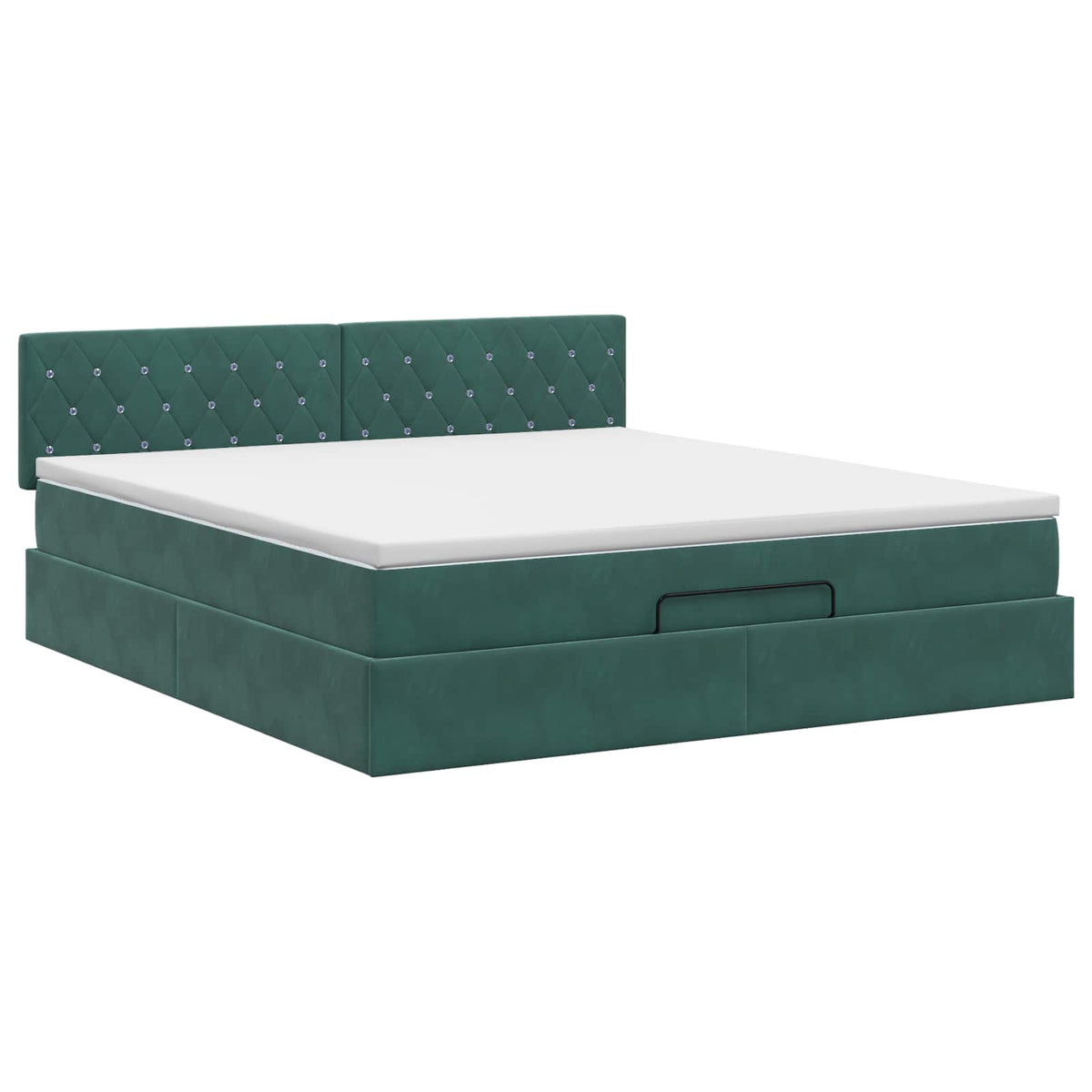 Lit ottoman avec matelas Vert foncé 140 x 190 cm Velours