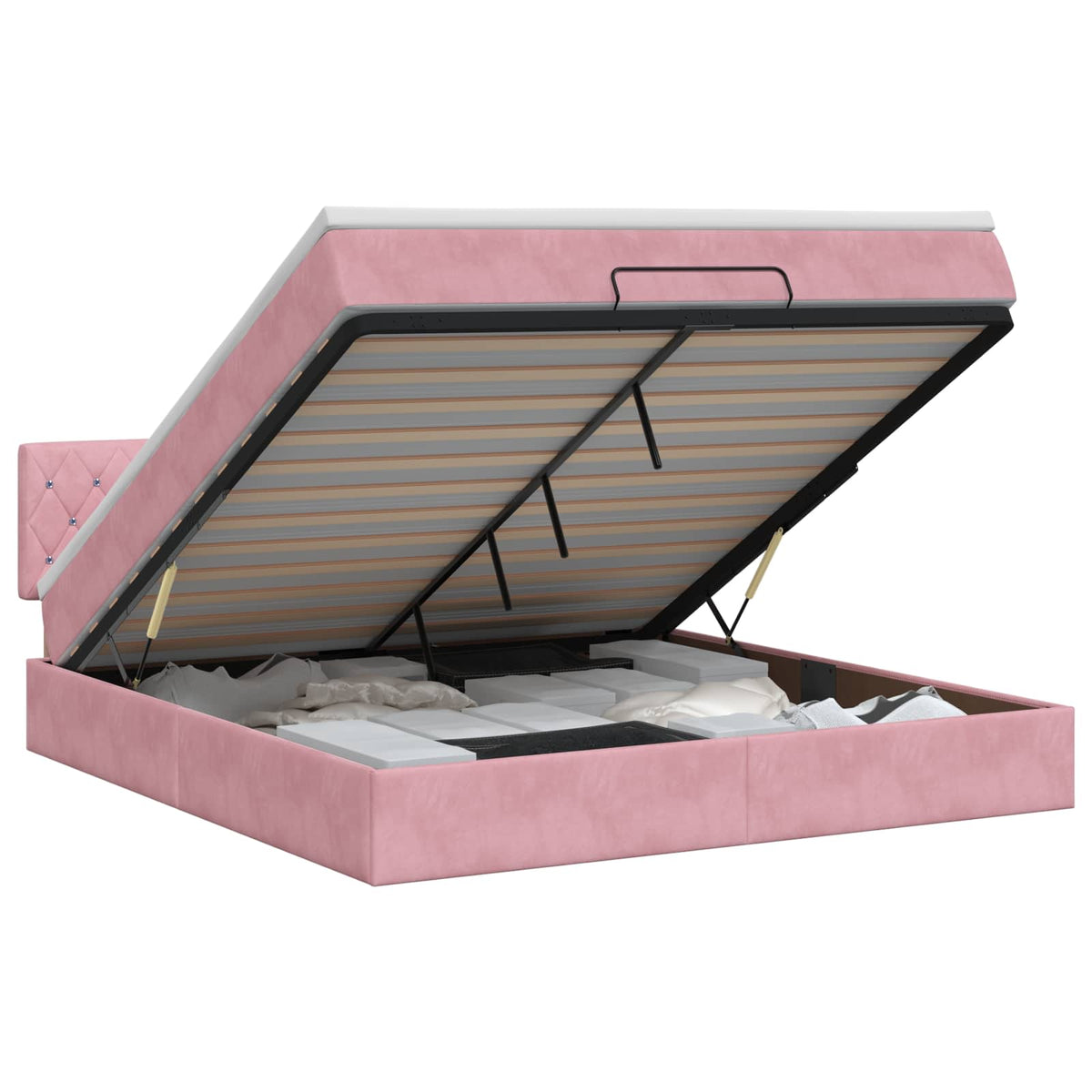 Lit ottoman avec matelas Rose 140 x 190 cm Velours