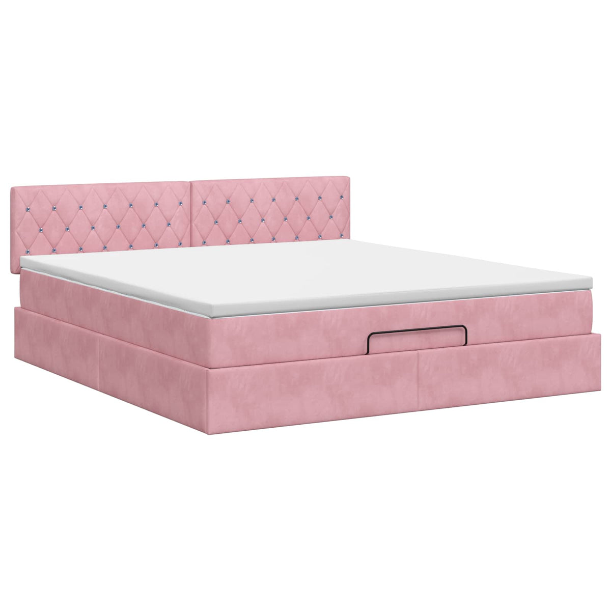 Lit ottoman avec matelas Rose 140 x 190 cm Velours