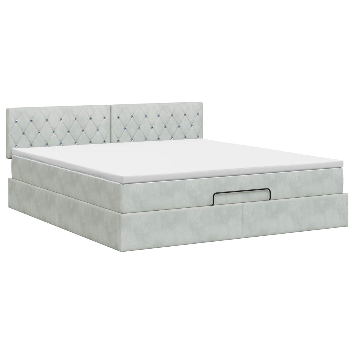 Lit ottoman avec matelas Gris clair 140 x 200 cm Velours
