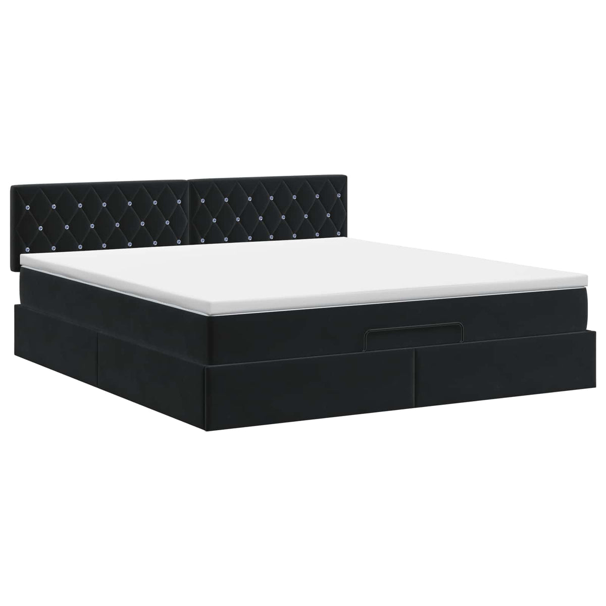 Lit ottoman avec matelas Noir 160 x 200 cm Velours