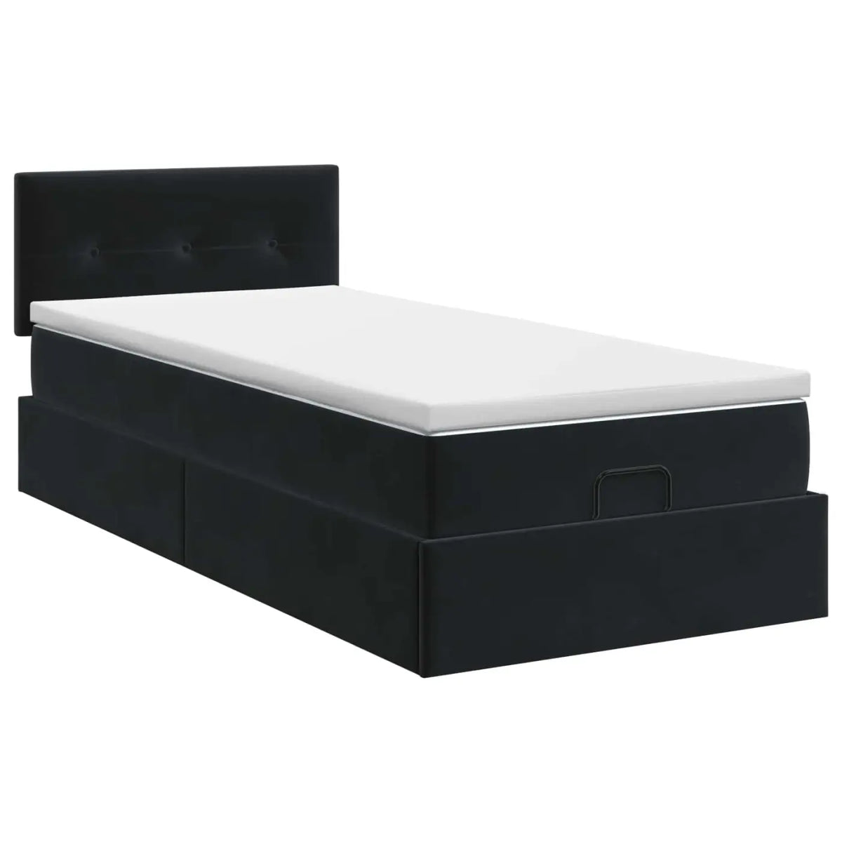 Lit ottoman avec matelas Noir 90 x 190 cm Velours - XIOS