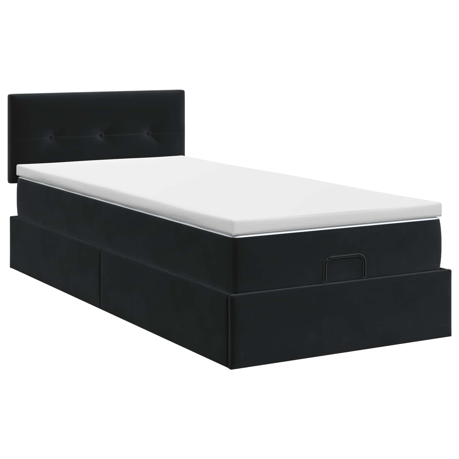 Lit ottoman avec matelas Noir 90 x 200 cm Velours