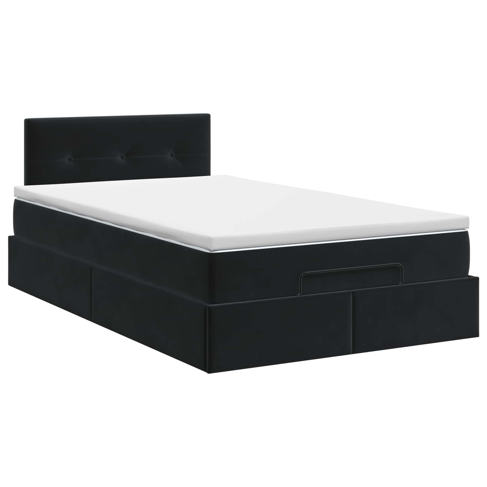 Lit ottoman avec matelas Noir 120 x 190 cm Velours