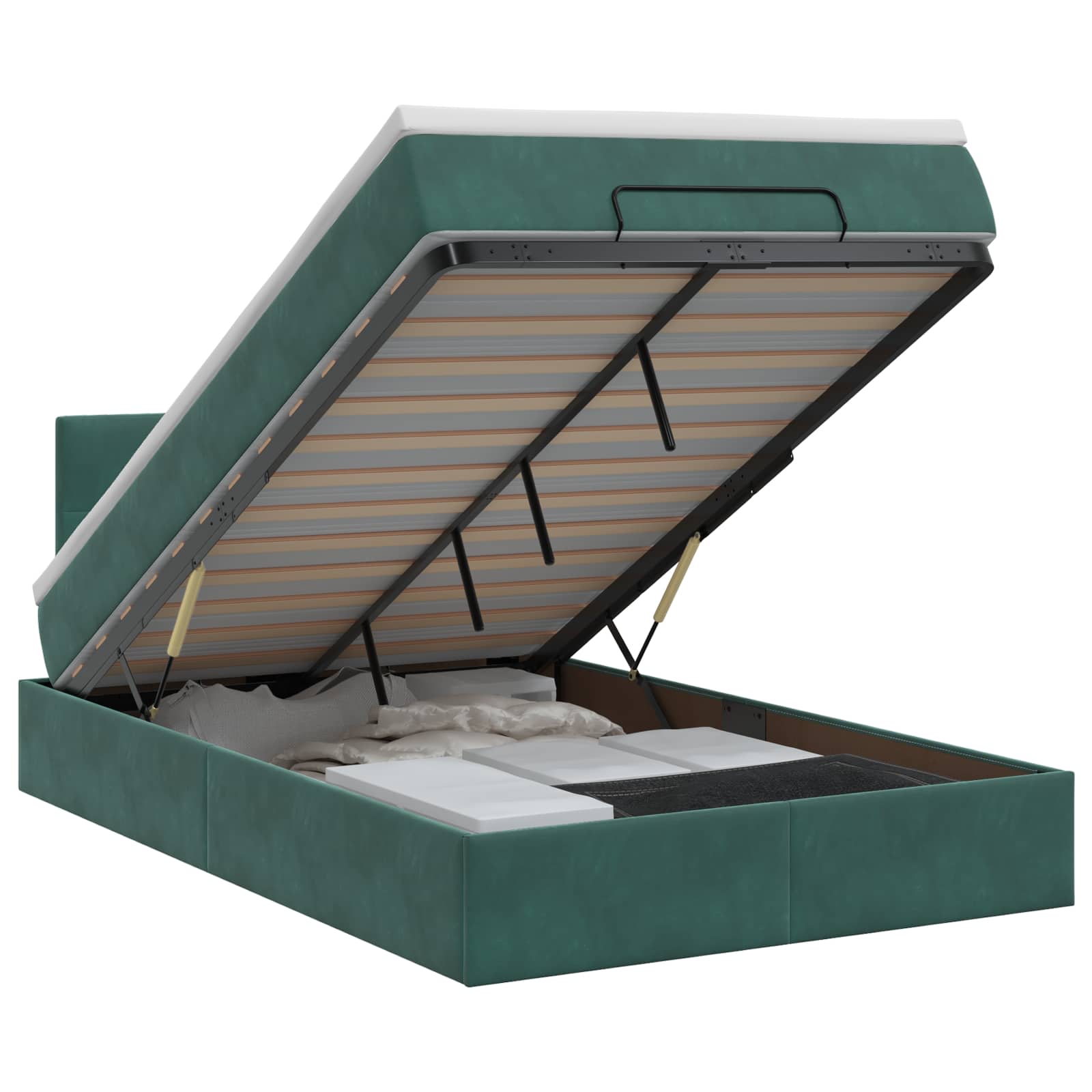 Lit ottoman avec matelas Vert foncé 120 x 190 cm Velours
