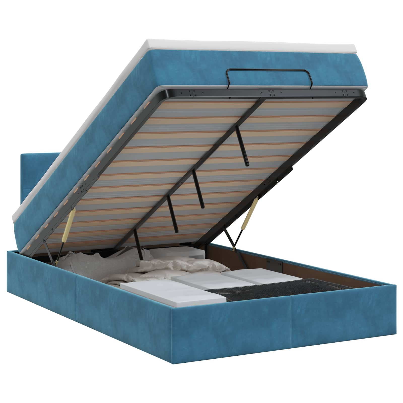 Lit ottoman avec matelas Bleu foncé 120 x 190 cm Velours
