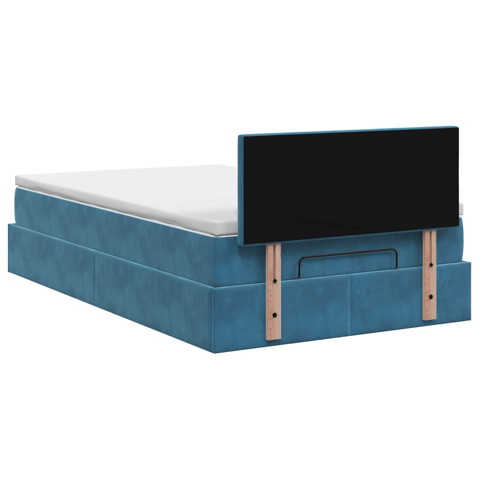 Lit ottoman avec matelas Bleu foncé 120 x 190 cm Velours