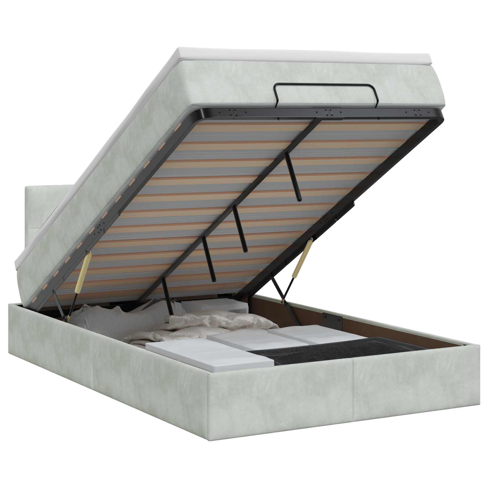 Lit ottoman avec matelas Gris clair 120 x 200 cm Velours