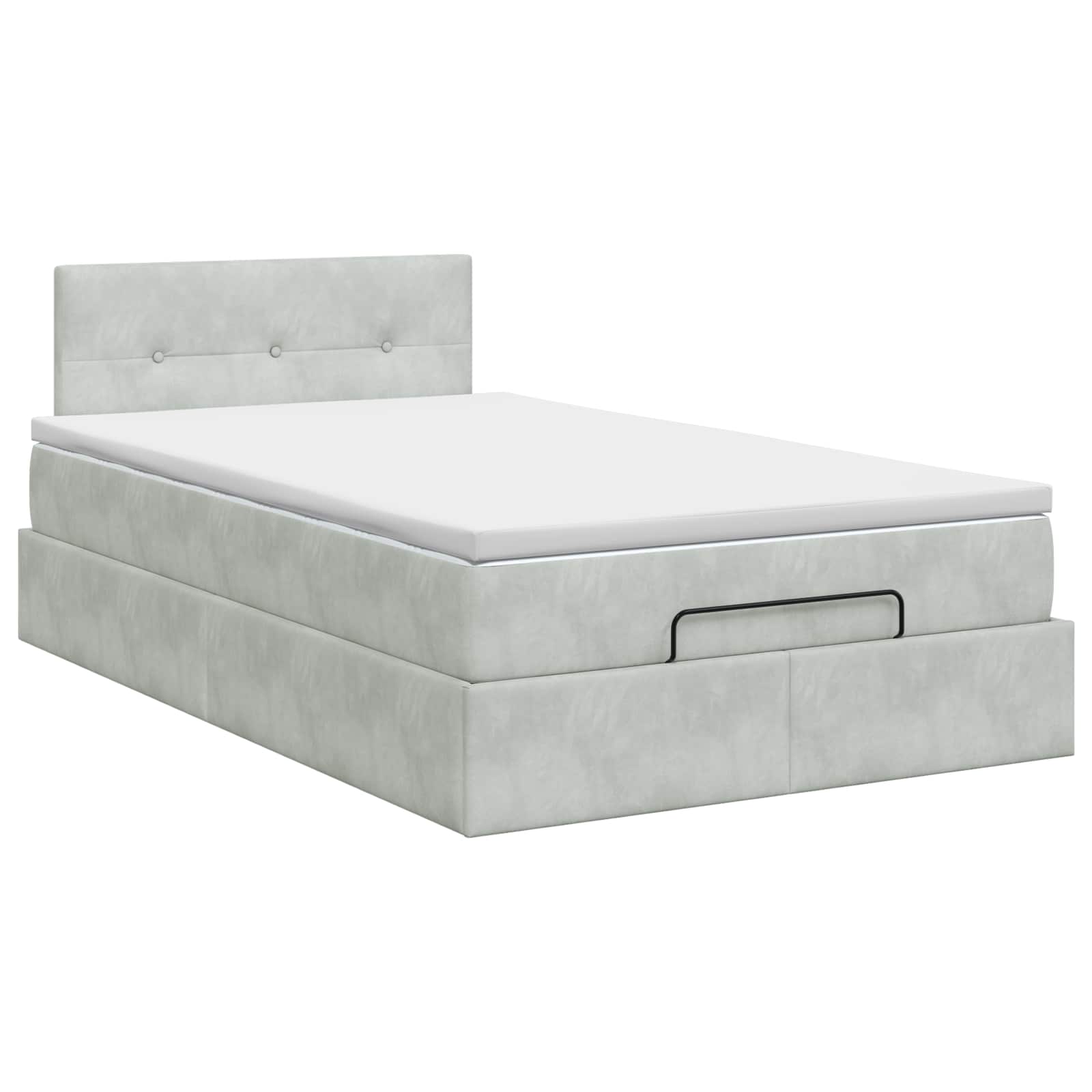 Lit ottoman avec matelas Gris clair 120 x 200 cm Velours