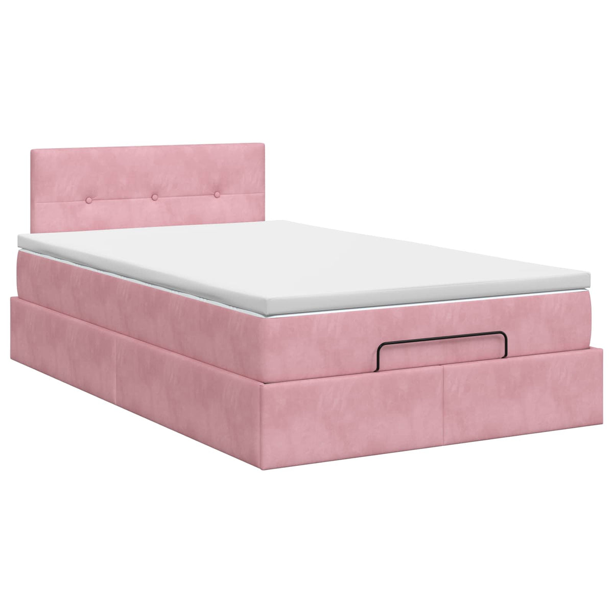Lit ottoman avec matelas Rose 120 x 200 cm Velours