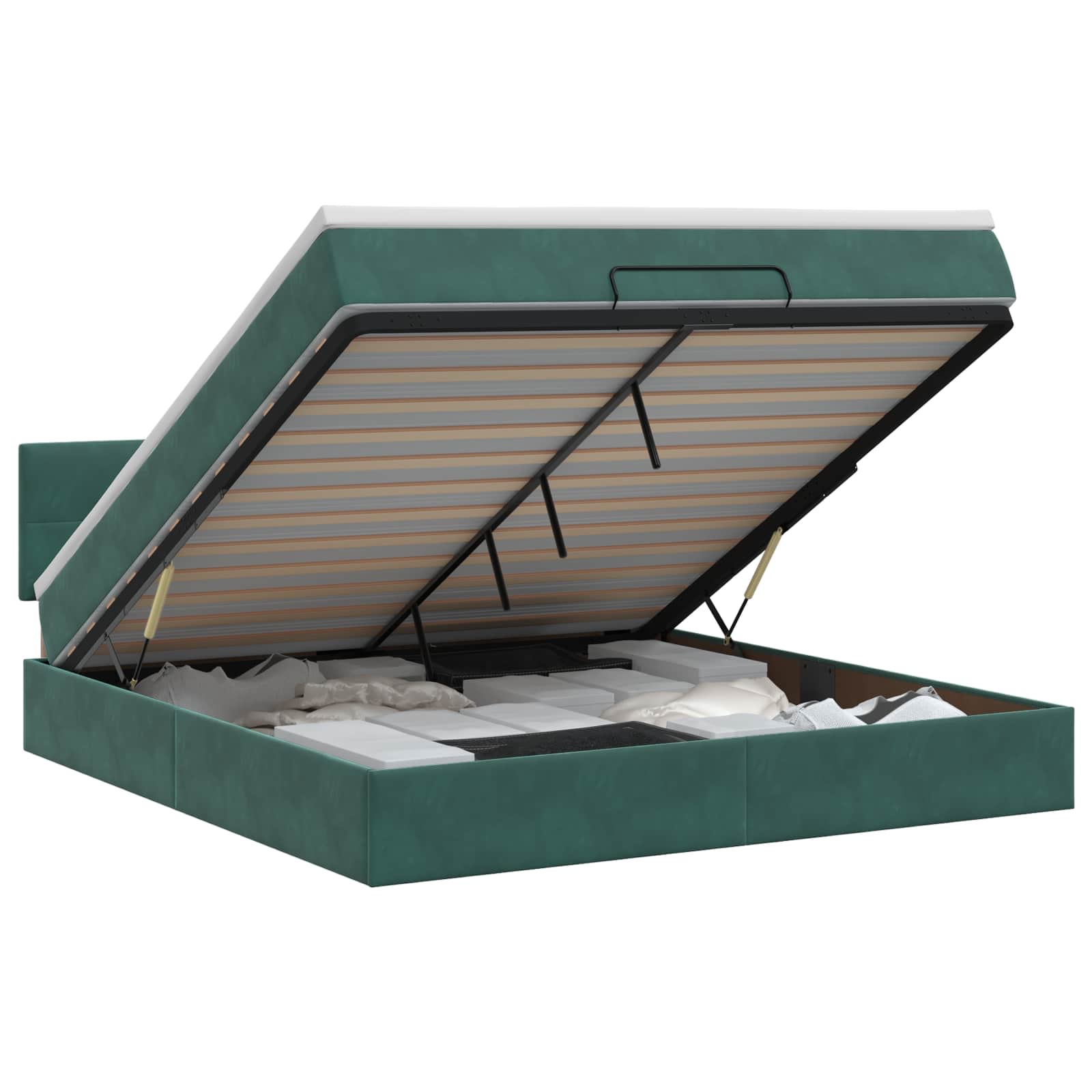 Lit ottoman avec matelas Vert foncé 140 x 190 cm Velours