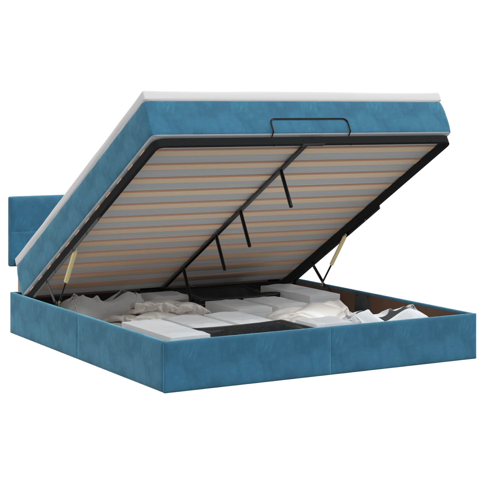 Lit ottoman avec matelas Bleu foncé 140 x 190 cm Velours