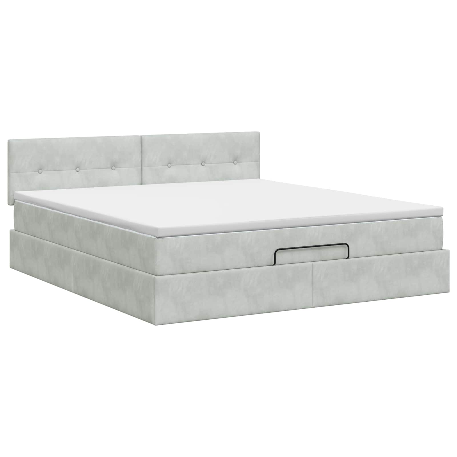 Lit ottoman avec matelas Gris clair 140 x 200 cm Velours