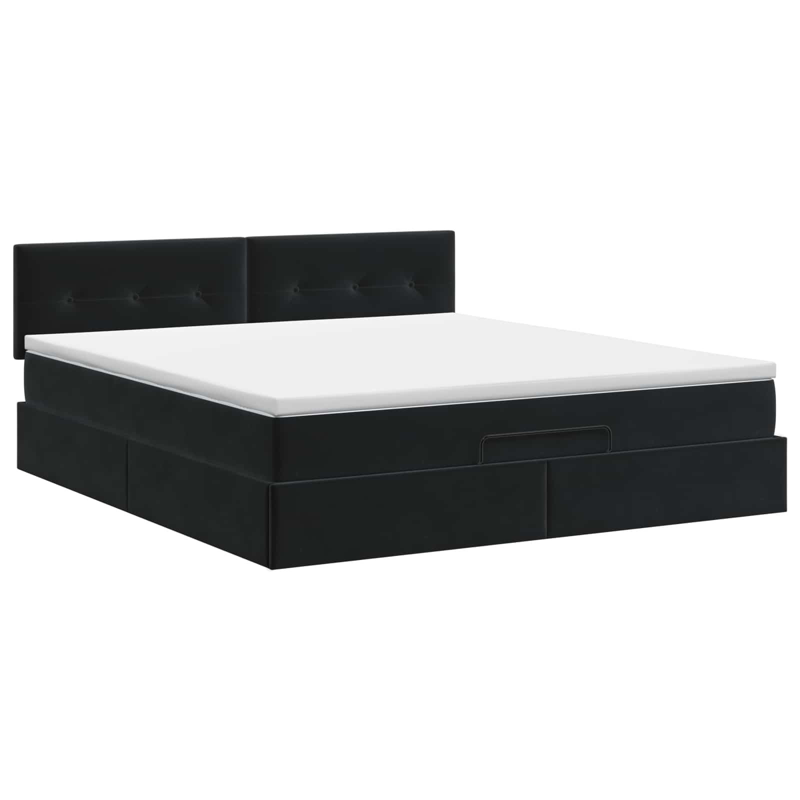 Lit ottoman avec matelas Noir 140 x 200 cm Velours