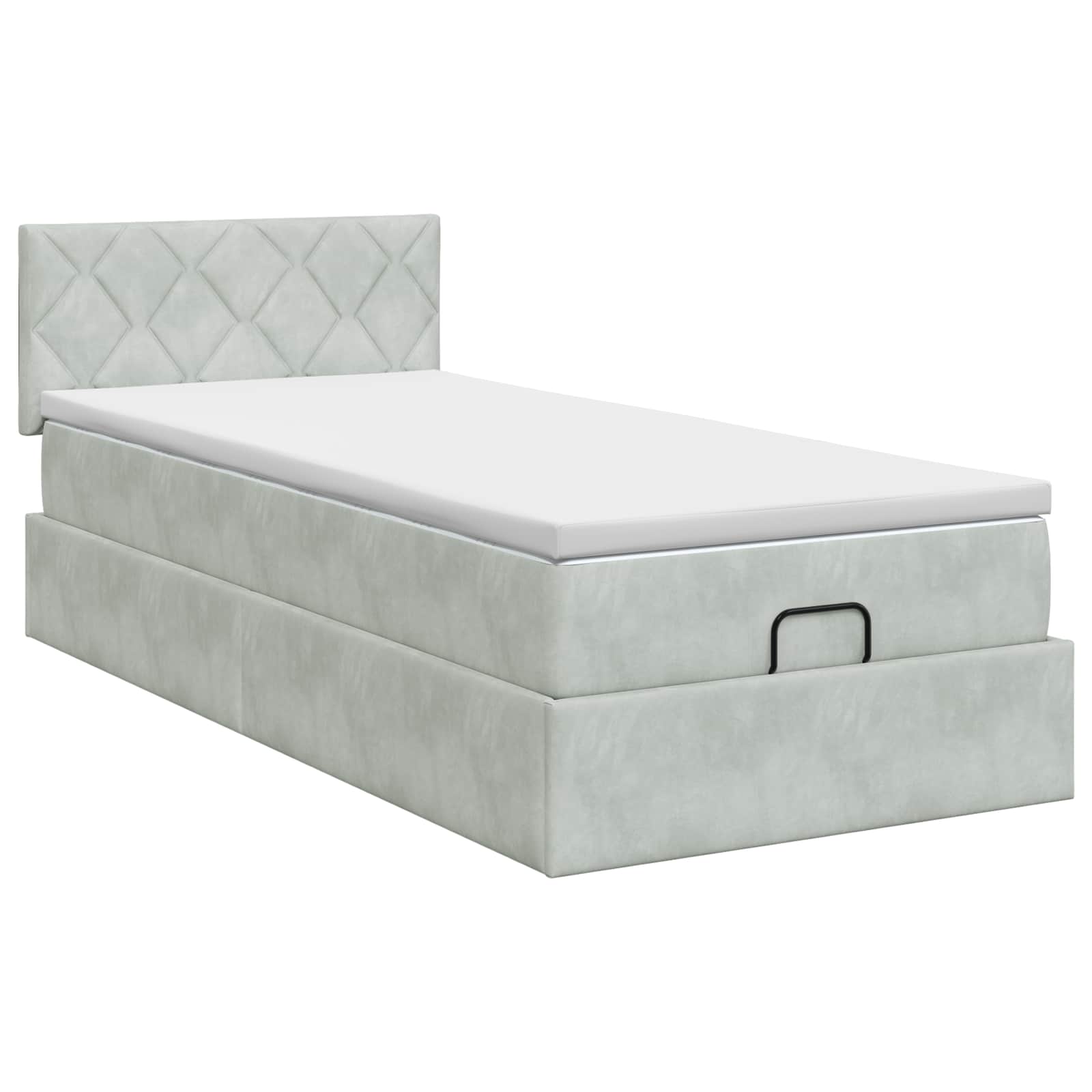 Lit ottoman avec matelas Gris clair 90 x 190 cm Velours