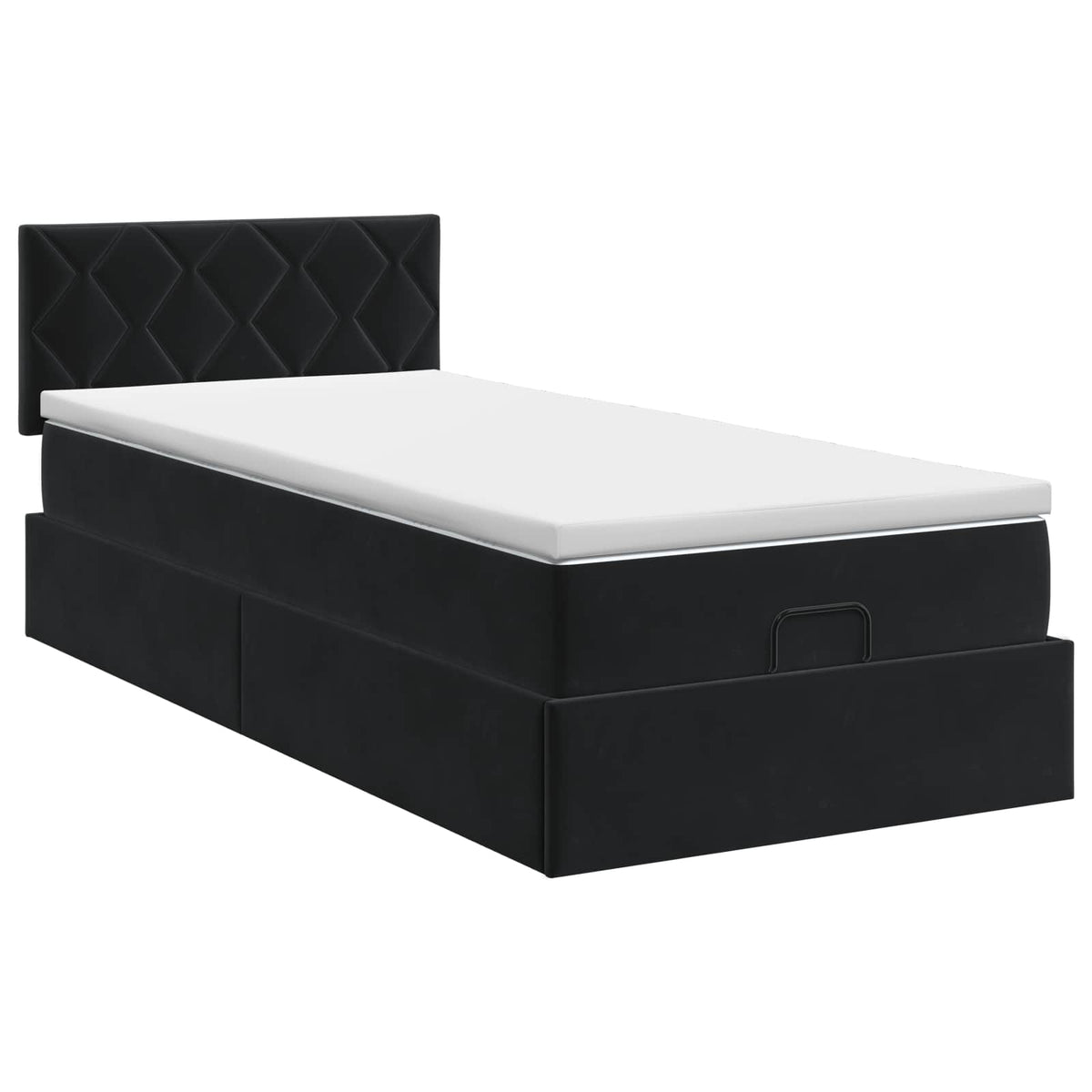 Lit ottoman avec matelas Noir 90 x 200 cm Velours