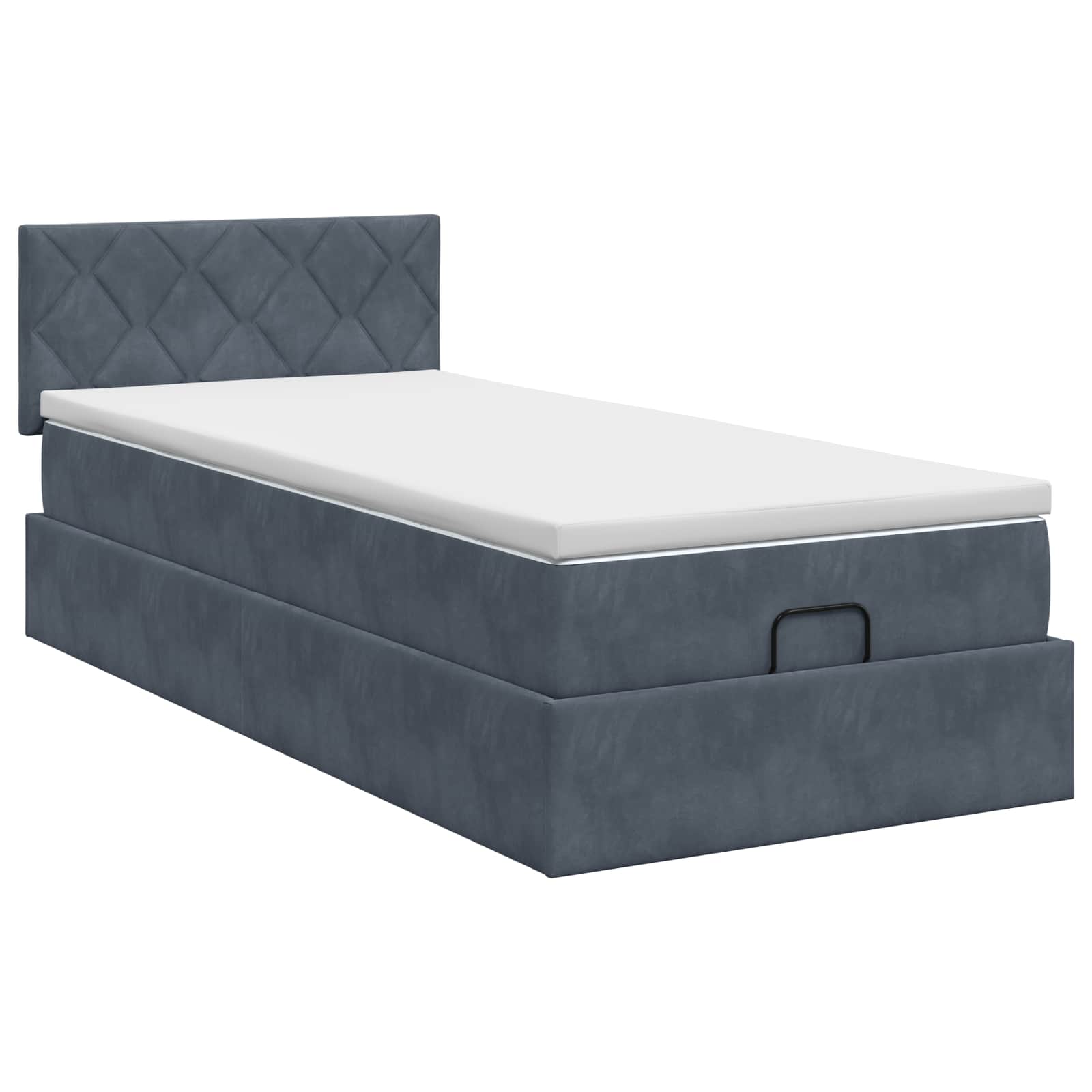 Lit ottoman avec matelas Gris foncé 100 x 200 cm Velours