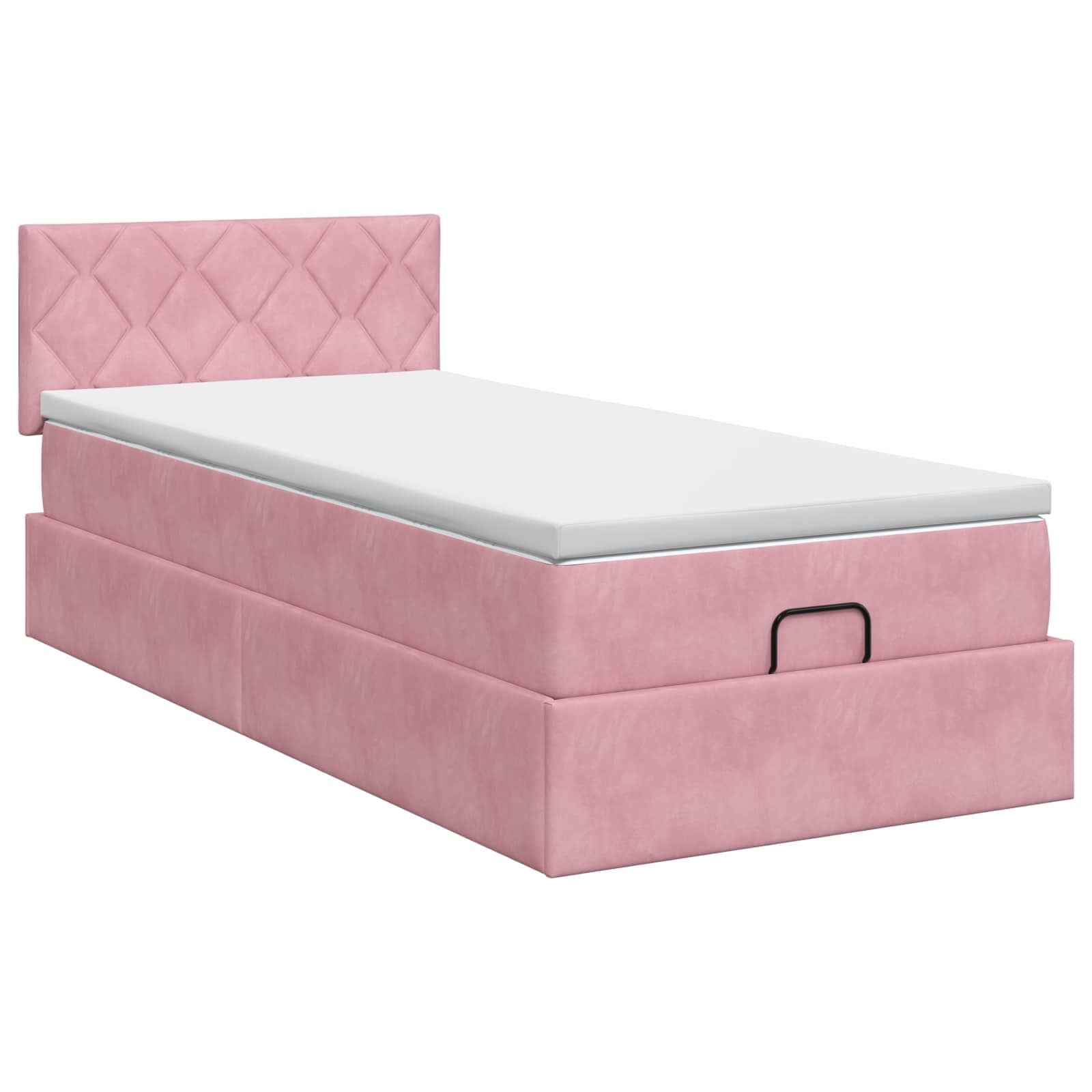 Lit ottoman avec matelas Rose 100 x 200 cm Velours