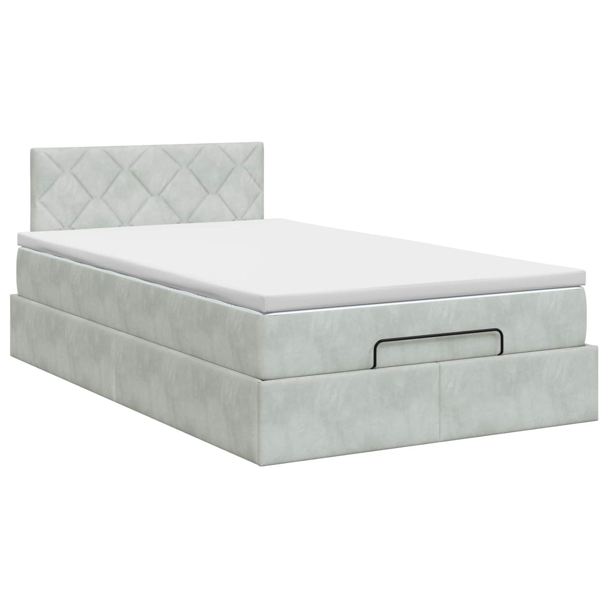 Lit ottoman avec matelas Gris clair 120 x 190 cm Velours
