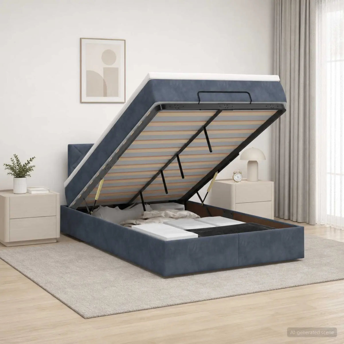 Lit ottoman avec matelas Gris foncé 120 x 200 cm Velours - XIOS