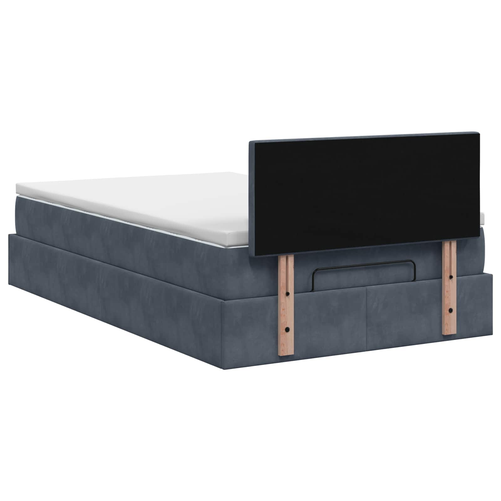 Lit ottoman avec matelas Gris foncé 120 x 190 cm Velours