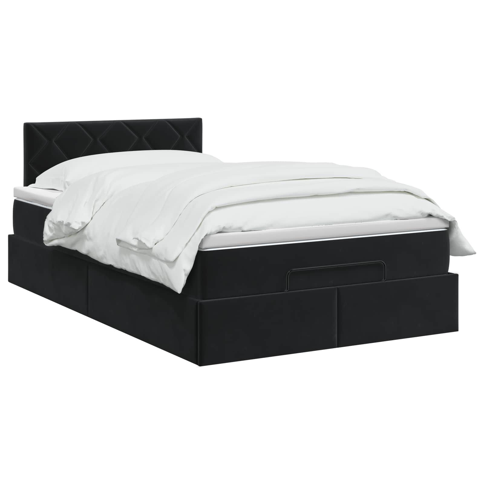 Lit ottoman avec matelas Noir 120 x 190 cm Velours