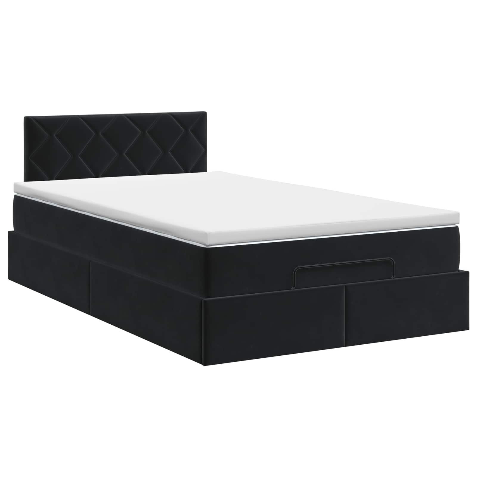 Lit ottoman avec matelas Noir 120 x 200 cm Velours