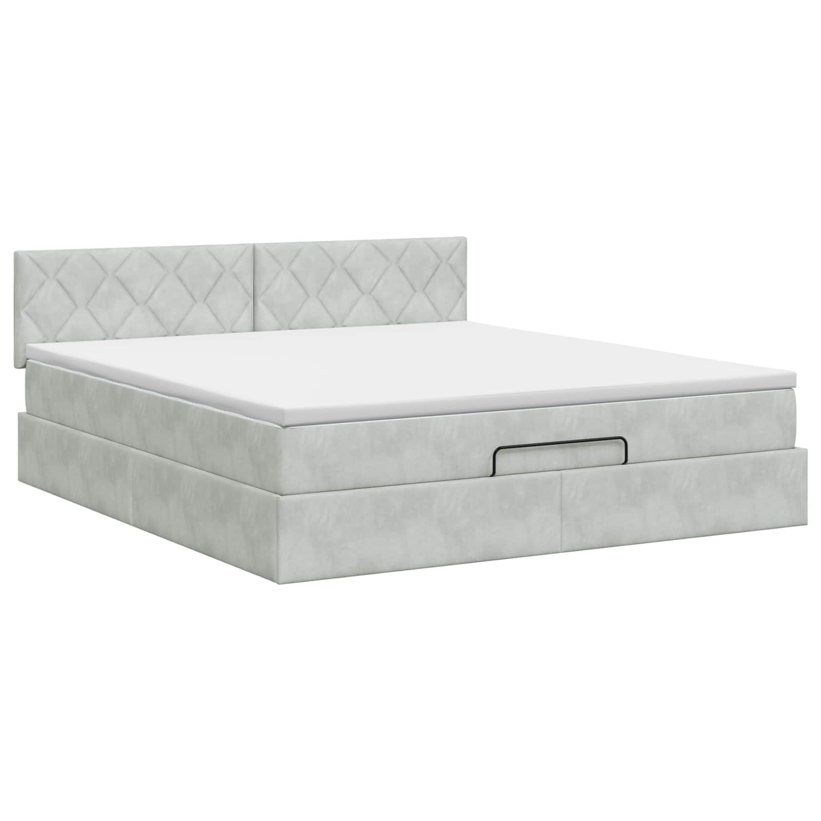 Lit ottoman avec matelas Gris clair 140 x 190 cm Velours