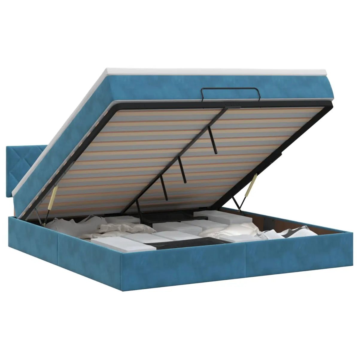 Lit ottoman avec matelas Bleu foncé 140 x 190 cm Velours - XIOS