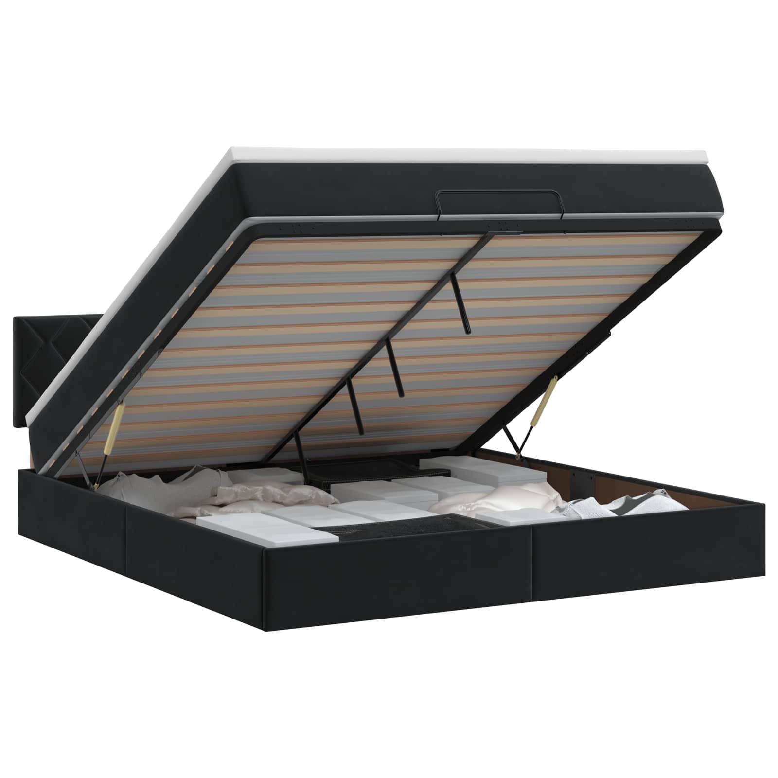 Lit ottoman avec matelas Noir 140 x 200 cm Velours
