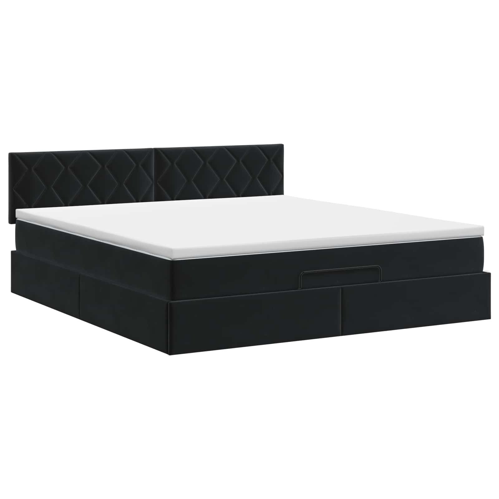 Lit ottoman avec matelas Noir 140 x 200 cm Velours