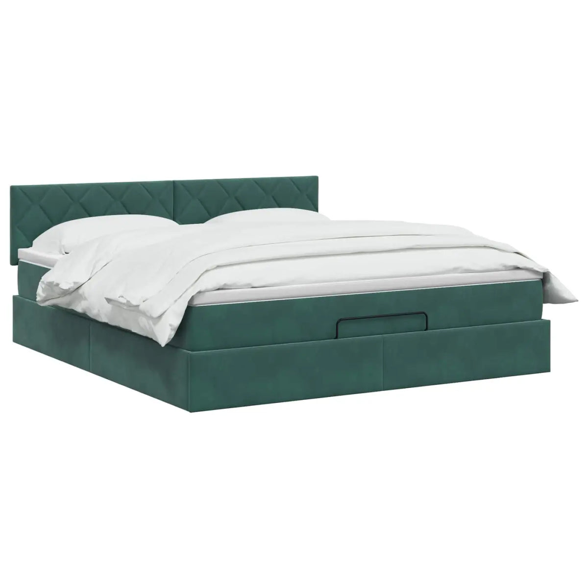 Lit ottoman avec matelas Vert foncé 140 x 200 cm Velours - XIOS