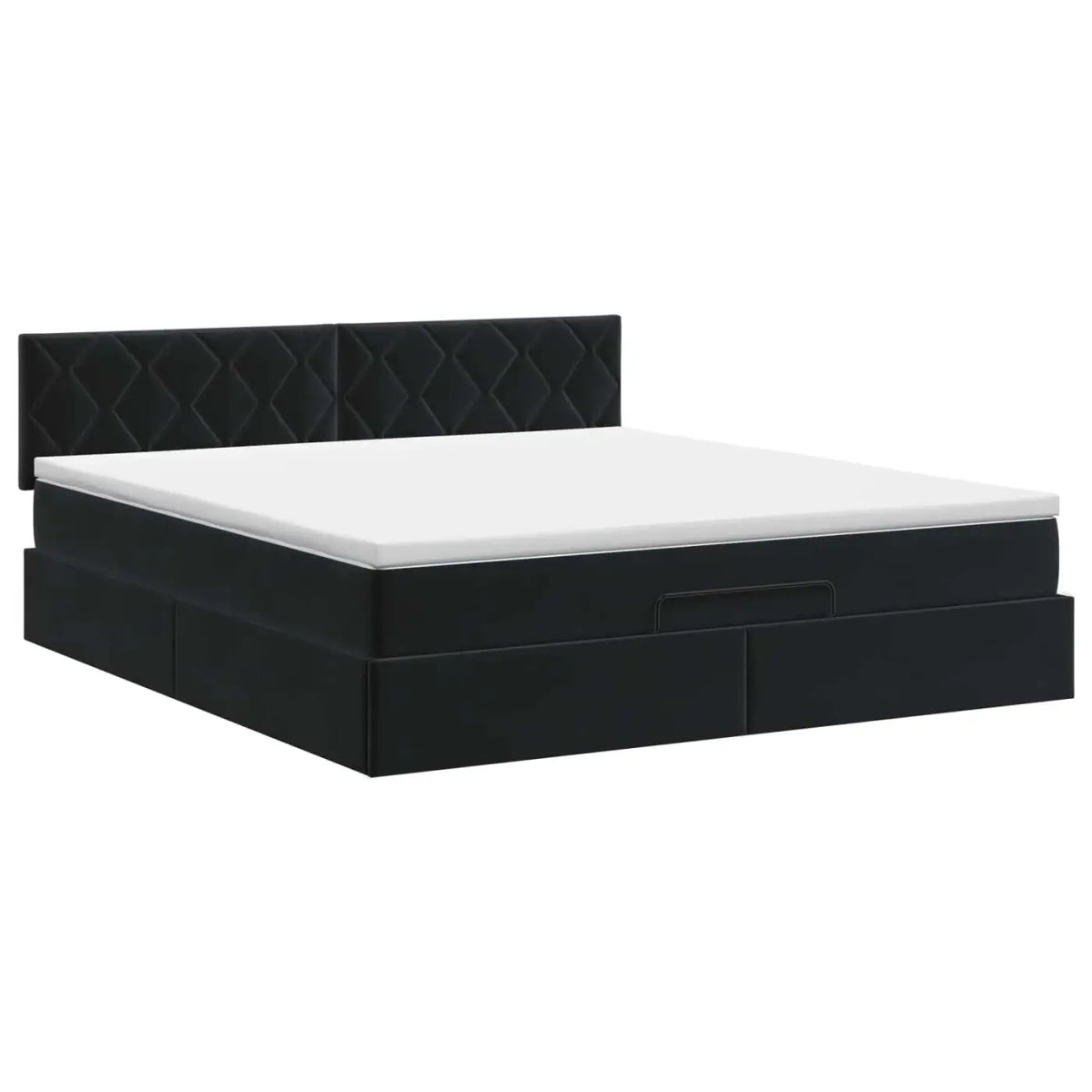 Lit ottoman avec matelas Noir 160 x 200 cm Velours - XIOS