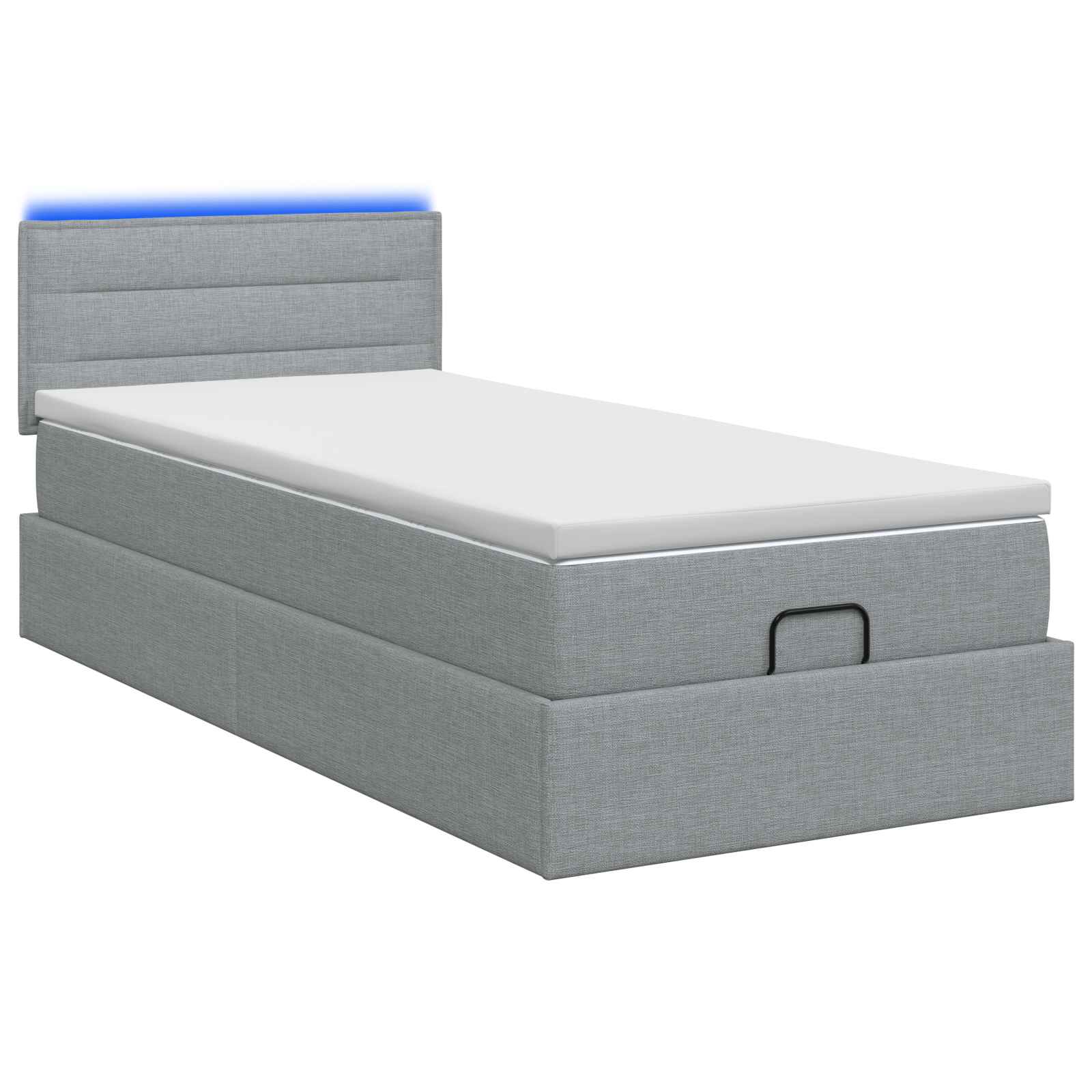Lit coffre avec matelas et LED Gris clair 80 x 200 cm Tissu - XIOS