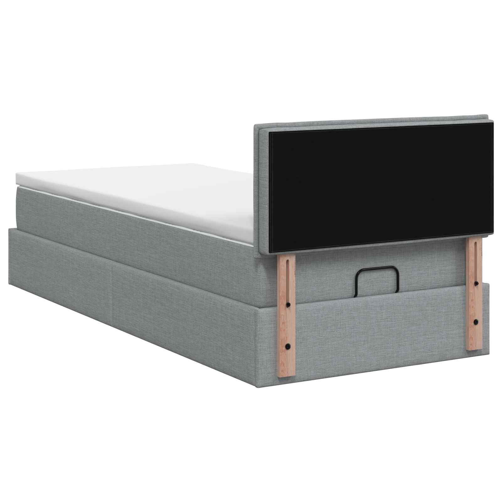 Lit coffre avec matelas et LED Gris clair 80 x 200 cm Tissu - XIOS